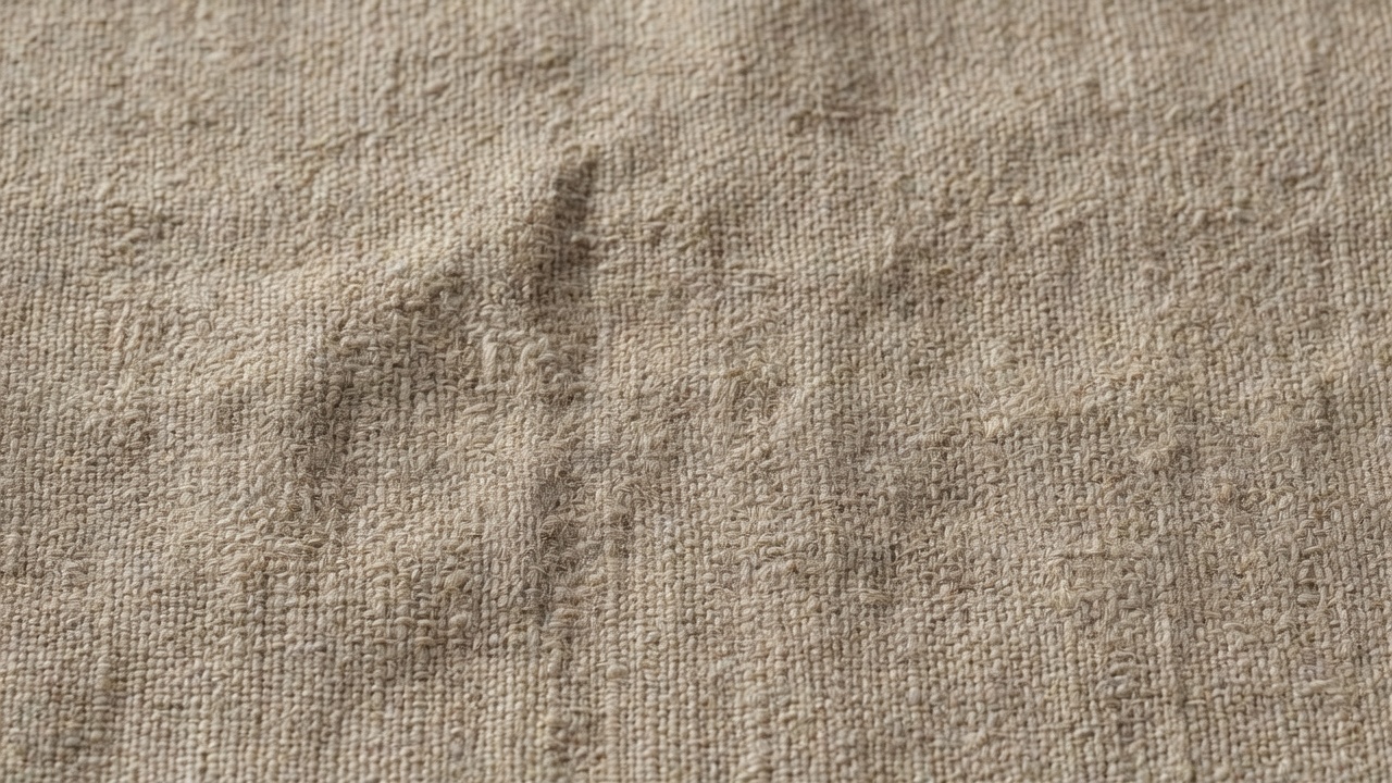 Close up of heavily textured woven linen fabric